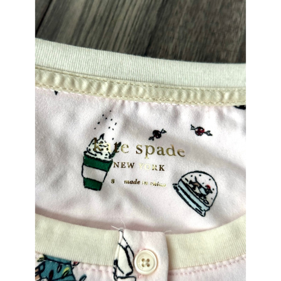 Kate Spade Henley Pajama Shirt Holiday Daushaunds Print Size Small $99 - Picture 10 of 10